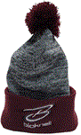 MAROON / GREY POM POM BEANIE