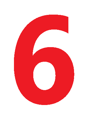 RED 6 INCH NUMBER - # 6