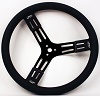 Steering Wheel, 15^ Dia. x 2-3/4^ Dish 3 Spoke BLACK Alum.