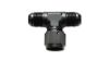 Adapter Tee, 6 AN Male x 6 AN Male x 6 AN Female Swivel, Aluminum, Black
