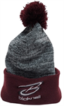 MAROON / GREY POM POM BEANIE