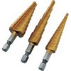 Drill Bit, Step, 3/16 to 1/2 in, 1/4 to 3/4 in, 1/8 to 1/2 in, 1/4 in Hex Shank,